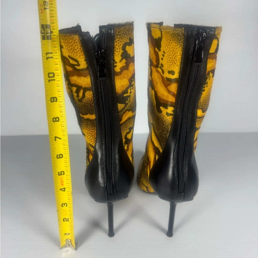 Azalea Wang Oliver’s Yellow & Black Lace Up Stiletto Size 7 Statement Heels - Picture 4 of 9